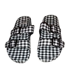 Madden Girl Black & White Checkered / Gingham Print Slip On Sandals Sz 10